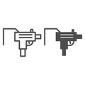 UZI machine line and glyph icon. Gun vector illustration isolated on white. Pistol outline style design, designed for Royalty Free Stock Photo