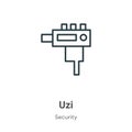 Uzi outline vector icon. Thin line black uzi icon, flat vector simple element illustration from editable security concept isolated Royalty Free Stock Photo