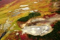 Uzon volcano caldera, view from a helicopter. Kamchatka, Russia