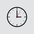 Three oÃ¢â¬â¢Clock flat style icon template isolated on transparent background, Black clock icon vector illustration. Royalty Free Stock Photo