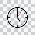 Five oÃ¢â¬â¢Clock flat style icon template isolated on transparent background, Black clock icon vector illustration. Royalty Free Stock Photo