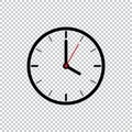 Four oÃ¢â¬â¢Clock flat style icon template isolated on transparent background, Black clock icon vector illustration. Royalty Free Stock Photo