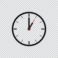 One oÃ¢â¬â¢Clock flat style icon template isolated on transparent background, Black clock icon vector illustration. Royalty Free Stock Photo