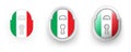 Set of 3 vector icons of Italy flag Royalty Free Stock Photo