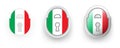 Set of 3 vector icons of Italy flag