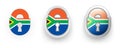 Set of 3 vector icons of South Africa flag