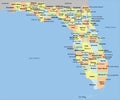 Florida County Map with 67 counties Royalty Free Stock Photo
