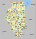 Illinois County Map with 102 counties Royalty Free Stock Photo
