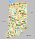 Indiana County Map with 92 counties Royalty Free Stock Photo