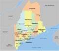 Maine County Map with 16 counties Royalty Free Stock Photo