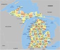 Michigan County Map with 83 counties Royalty Free Stock Photo