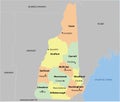 New Hampshire County Map with 10 counties Royalty Free Stock Photo