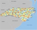 North Carolina County Map with 100 counties Royalty Free Stock Photo