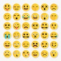 Set of emoticons with different mood. Flat style vector illustration isolated on white background. Royalty Free Stock Photo