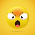 Emoji angry face vector isolated on yellow background.