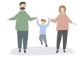 Happy family holding hands illustration Royalty Free Stock Photo