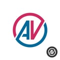 A and V capital letters logo. Round AV monogram.