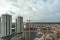 V. Chornovola street, city Brovary, country Ukraine -30.11.2019: city landscape. high-rise building construction