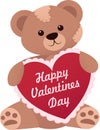 Brown sitting Teddy bear with a valentine