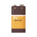 9V energy battery. Alkaline 9 V power dry baterry of rectangle shape. Nine volt, voltage general purpose item for