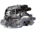 V16 Engine 3D rendering on white background Royalty Free Stock Photo