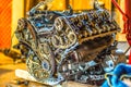 V8 engine out on hoist to get rebuilt