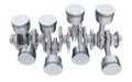 V8 engine pistons, top view. 3D rendering Royalty Free Stock Photo