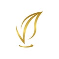 V gold leaf Logo DesignIcon Vector Design