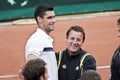 V.Hanescu and A.Pavel cheering at the end of match