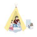 Home and family vector camping illustration