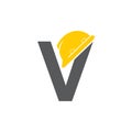 V initial work helmet logo , work helmet logot Royalty Free Stock Photo