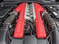 V12 Italian car engine in red