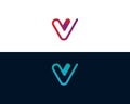 V Letter Check Shape Gradient Color Logo Design