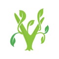 V letter ecology nature element vector icon logo design