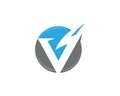 V Letter Lightning Logo Template