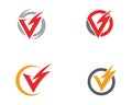 V Letter Lightning Logo Template