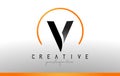 V Letter Logo Design with Black Orange Color. Cool Modern Icon T Royalty Free Stock Photo