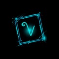 V letter glowing logo design in a rectangle banner