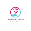 V Letter n hope hand  Logo Template vector icon Royalty Free Stock Photo