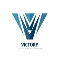 V letter - vector logo template concept illustration. Abstract geometric sign. Wings icon. Victory symbol. Design element