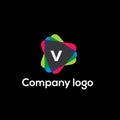 V letter video company vector logo design