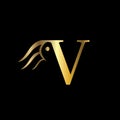 V letter wing vector logo. Wing icon vector