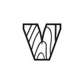 V letter wood textured logo design concept