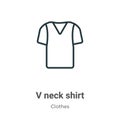 V neck shirt outline vector icon. Thin line black v neck shirt icon, flat vector simple element illustration from editable clothes