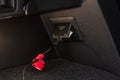 230v power outlet socket in the car. Royalty Free Stock Photo