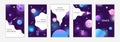 Social media templates. Space with planets and stars. Set of dark space templates for banners, posters, stories, covers