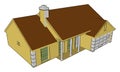 V shaped roof house vector or color illustration