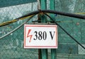 380 V sign of electrical hazard