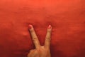 V Sign Female Hand Painted Orange Royalty Free Stock Photo