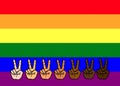 V Sign Peace Gay Rainbow Racial Equality Royalty Free Stock Photo
